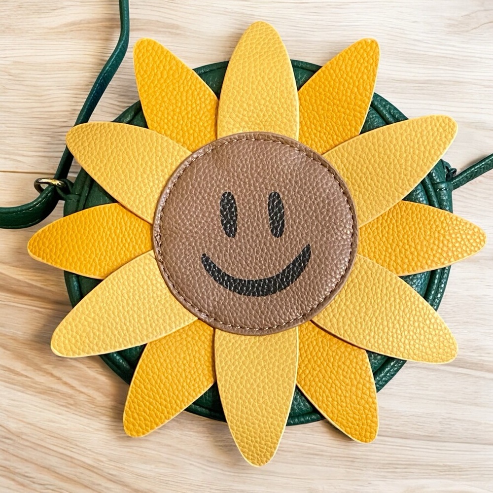 Molo Green and Yellow Sunflower Adjustable Strap Crossbody Shoulder Bag